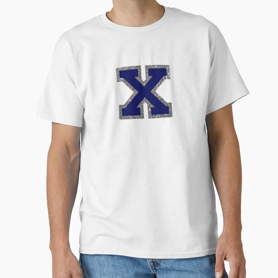 Silver And Navy Varsity Letter X T-Shirt - Novelty Apparel for Adults - T-Shirt, Sweatshirt, Hoodie