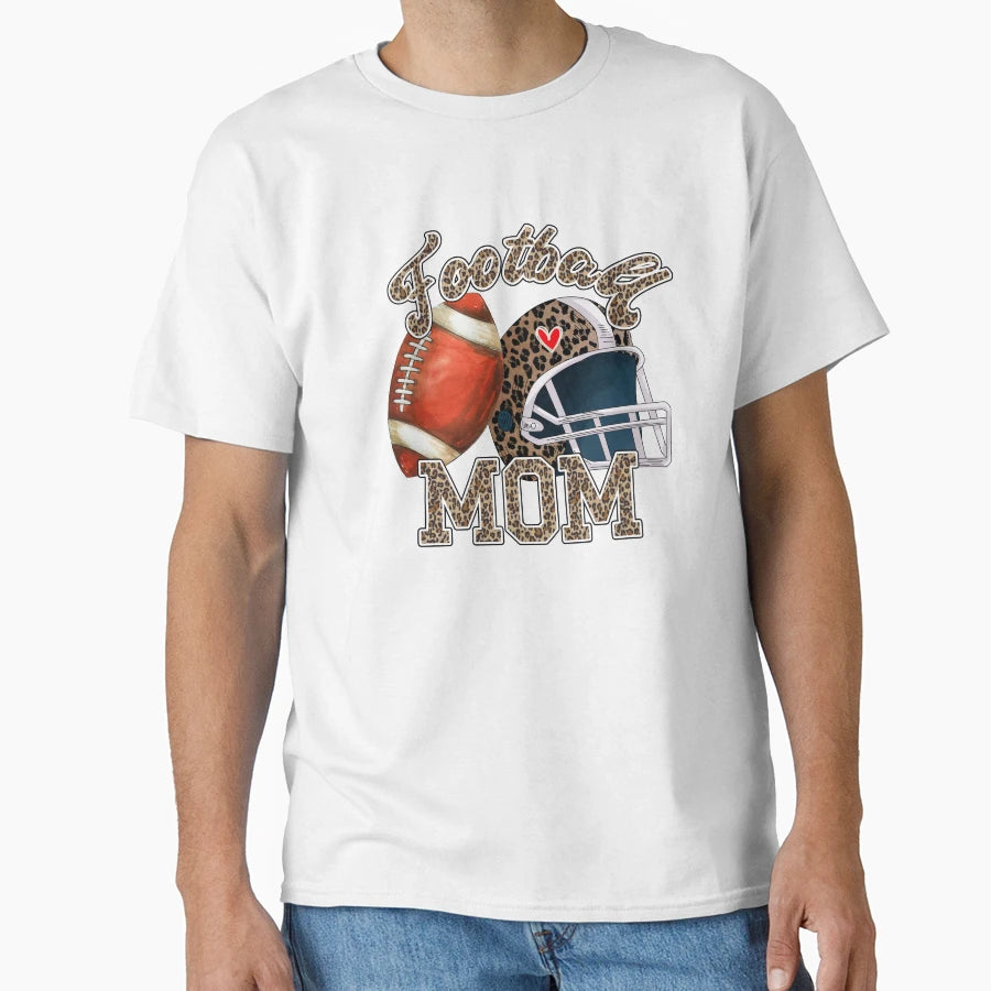 Football Mom Sublimation Football Leopard T-Shirt - Graphic Print Unisex - T-Shirt, Sweatshirt, Hoodie