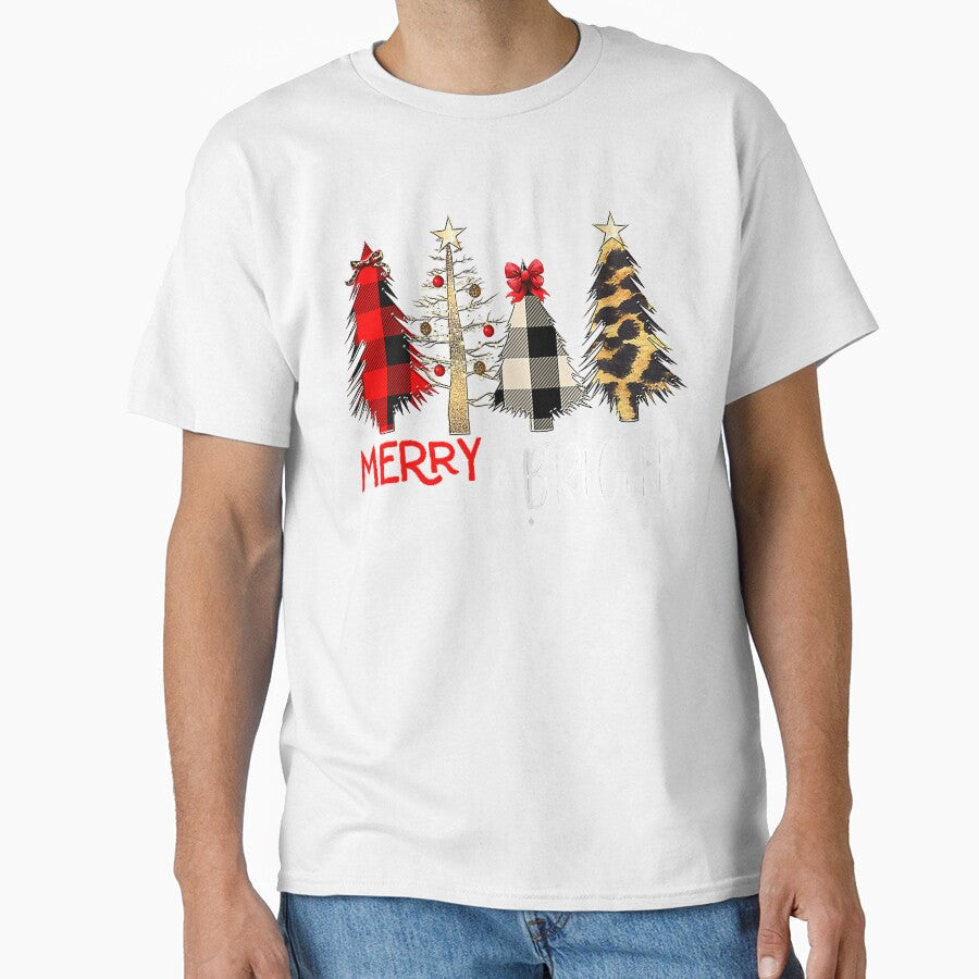 Merry And Bright Christmas Wild Leopard Plaid Trees - Adult & Kids T-Shirts, Sweatshirts & Hoodies apparel design preview 1
