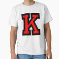 Letter K Black Red T-Shirt - Minimalist Print for Adults - T-Shirt, Sweatshirt, Hoodie