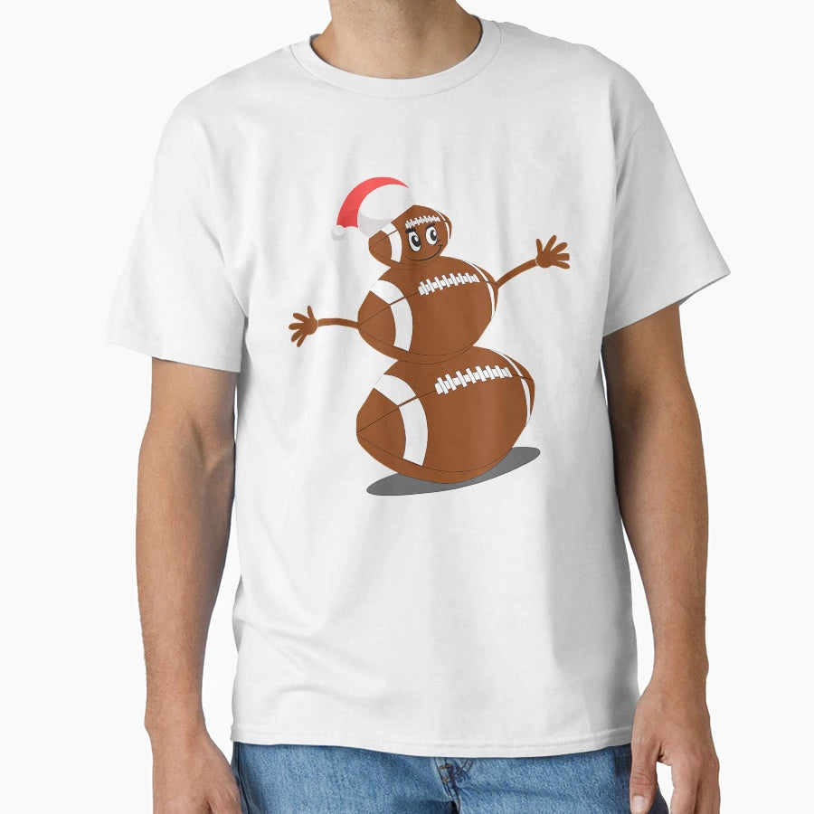 Football Sports Snowman Holiday T-Shirt - Custom Art Print Men Women - T-Shirt, Sweatshirt, Hoodie