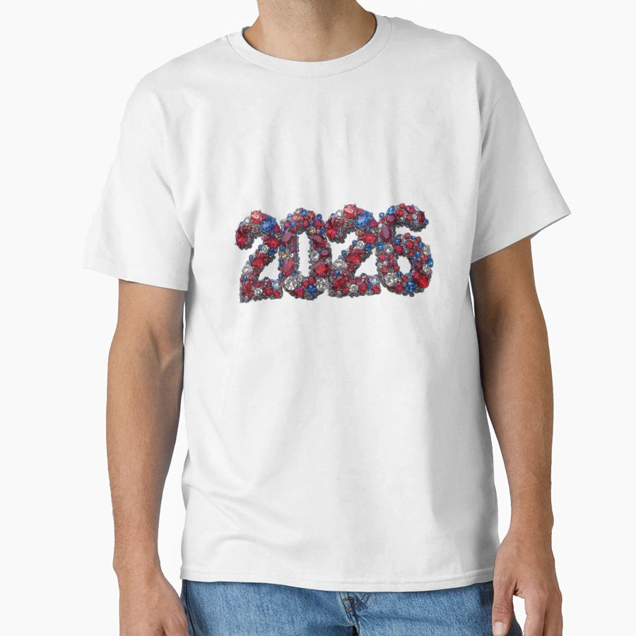 2026 Sparkle Jewel Year 2026 Tricolor Blue T-Shirt - Graphic Print Unisex - T-Shirt, Sweatshirt, Hoodie