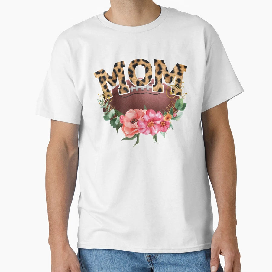 Mom American Football Leopard T-Shirt - Casual Everyday Wear for Adults - T-Shirt, Sweatshirt, Hoodie