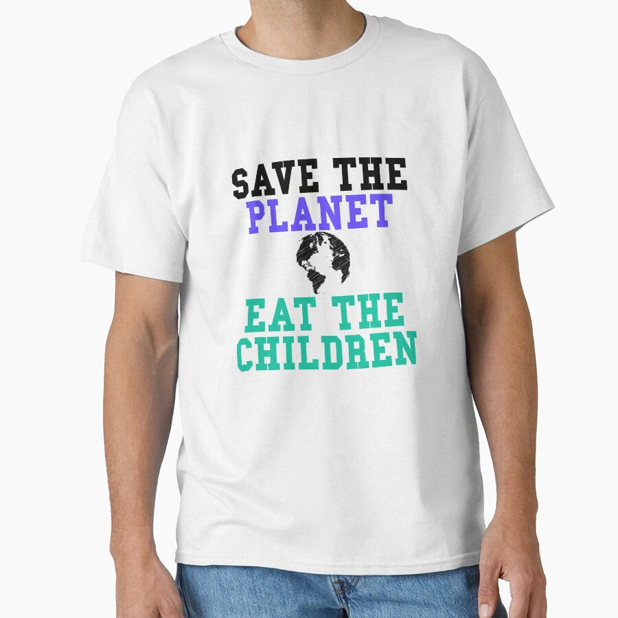 Save The Planet Eat Children Vintage Funny by majuga - Adult & Kids T-Shirts, Sweatshirts & Hoodies apparel design preview 1