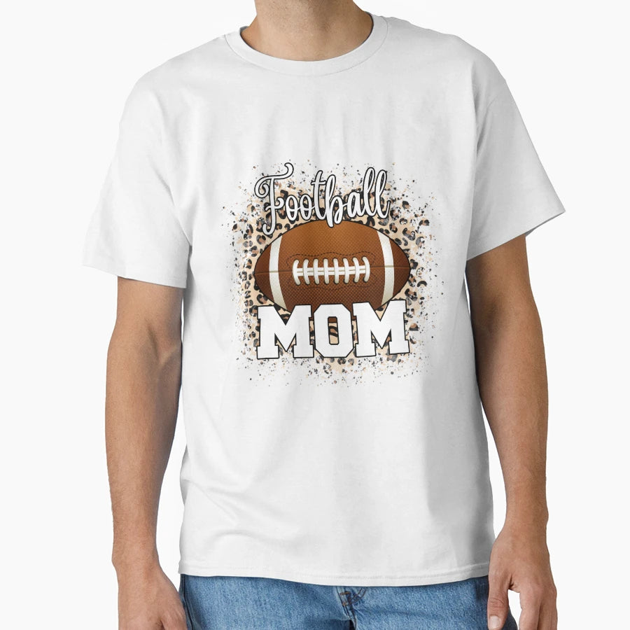 Football Mom Leopard Mothers Day T-Shirt - Aesthetic Graphic for Adults - T-Shirt, Sweatshirt, Hoodie
