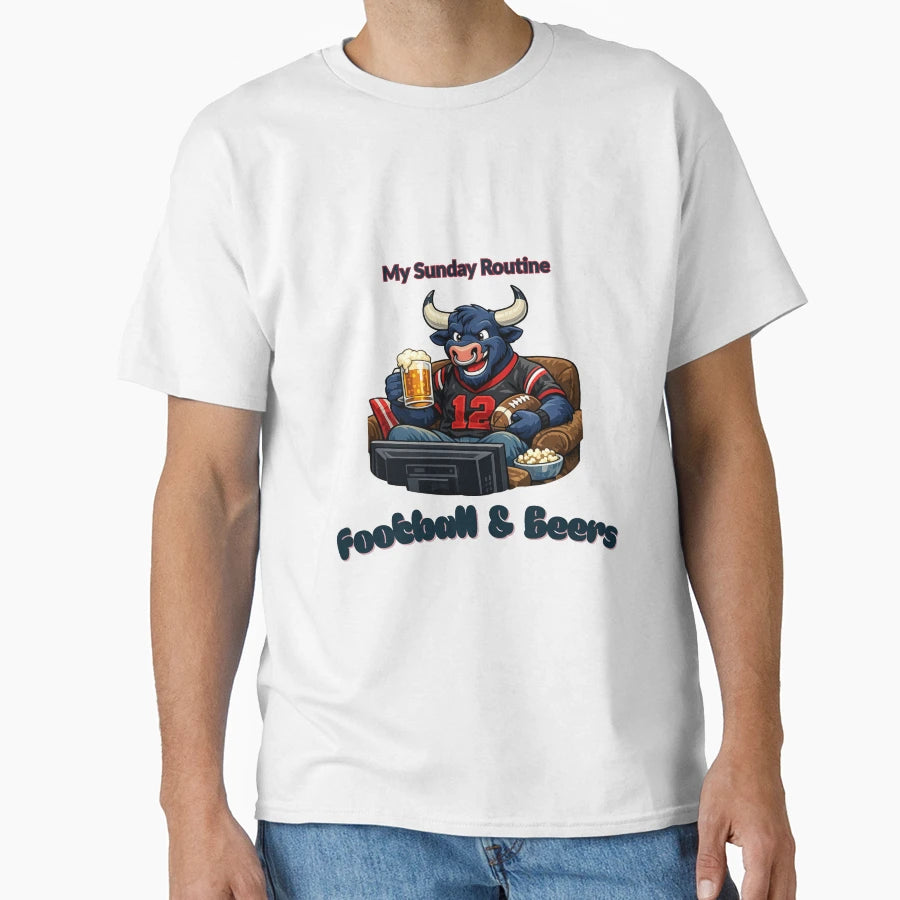 Houston Texans Sunday Routine Football T-Shirt - Trendy Graphic for Adults - T-Shirt, Sweatshirt, Hoodie
