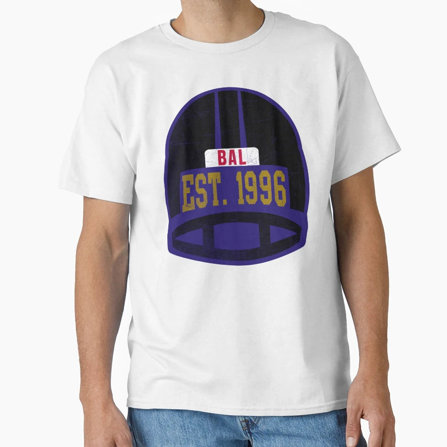 Baltimore Throwback Football Helmet T-Shirt - Fun Novelty Design for Adults - T-Shirt, Sweatshirt, Hoodie