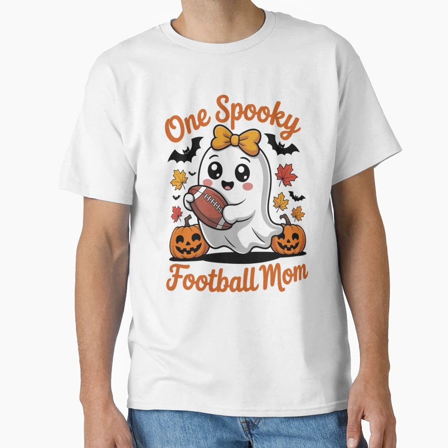 One Spooky Football Mom Halloween T-Shirt - Aesthetic Graphic Unisex - T-Shirt, Sweatshirt, Hoodie