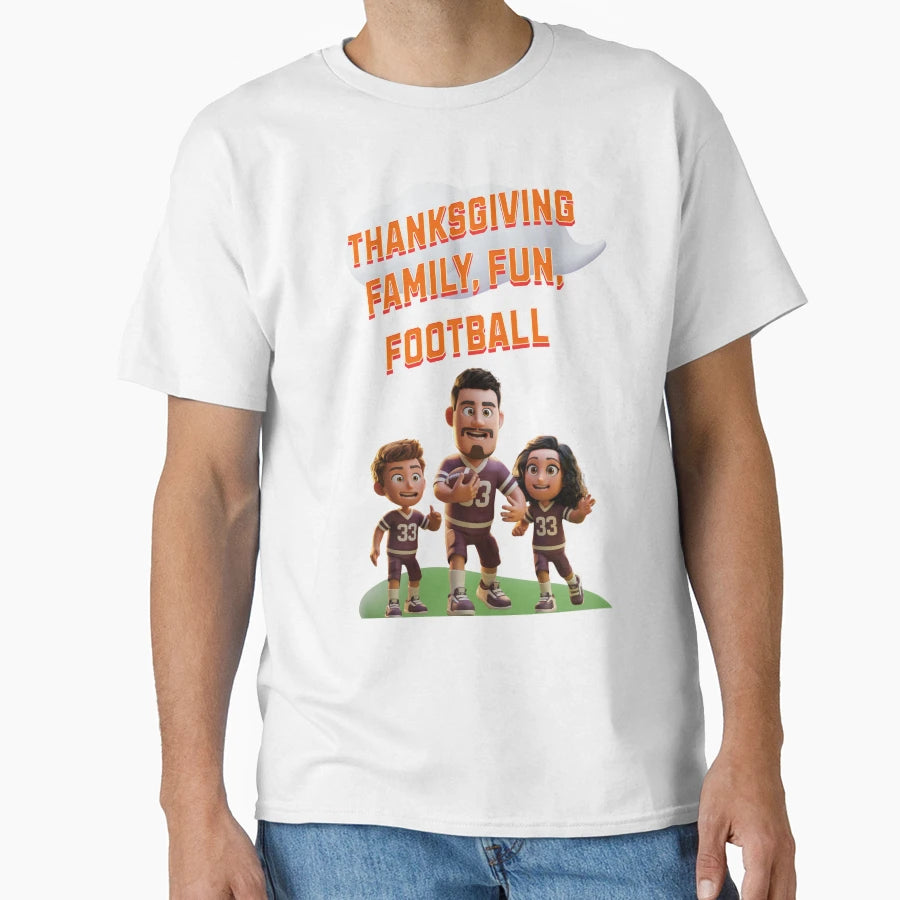 Thanksgiving Family Fun Football T-Shirt - Custom Art Print for Adults - T-Shirt, Sweatshirt, Hoodie