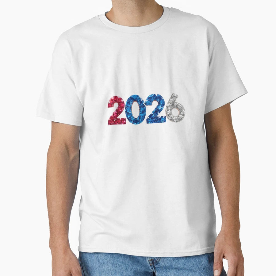 2026 Sparkle Jewel Year 2026 Tricolor T-Shirt - Custom Art Print Unisex - T-Shirt, Sweatshirt, Hoodie