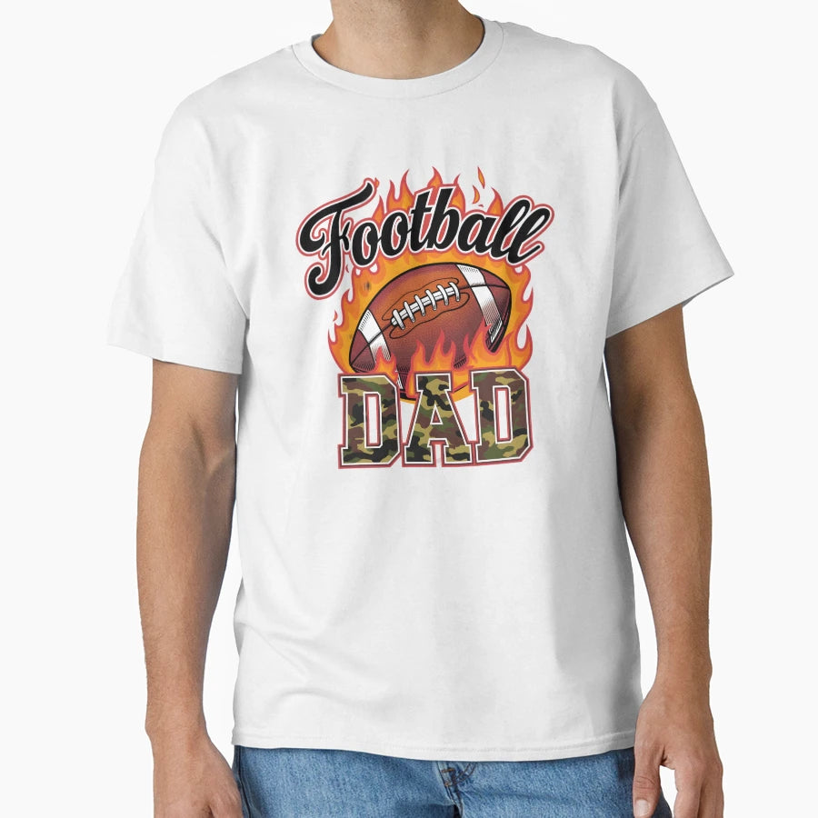 Football Dad Flaming Football Camouflage T-Shirt - Custom Art Print Unisex - T-Shirt, Sweatshirt, Hoodie