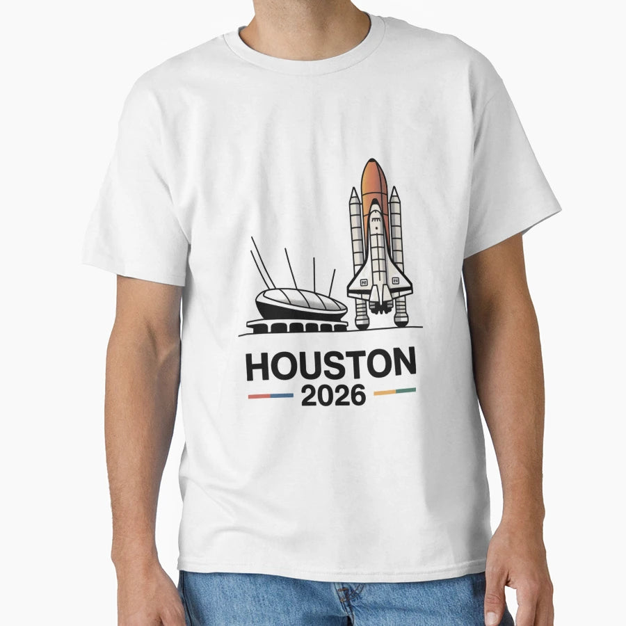 Houston 2026 Space Shuttle Football V15 T-Shirt - Graphic Print Men Women - T-Shirt, Sweatshirt, Hoodie
