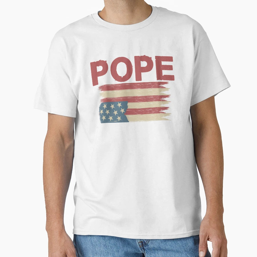 Pope Usa American Flag T-Shirt - Aesthetic Graphic for Adults - T-Shirt, Sweatshirt, Hoodie