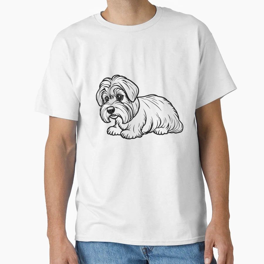 Maltese Puppy Fluffy Coat Playing Colorful T-Shirt - Trendy Graphic Unisex - T-Shirt, Sweatshirt, Hoodie