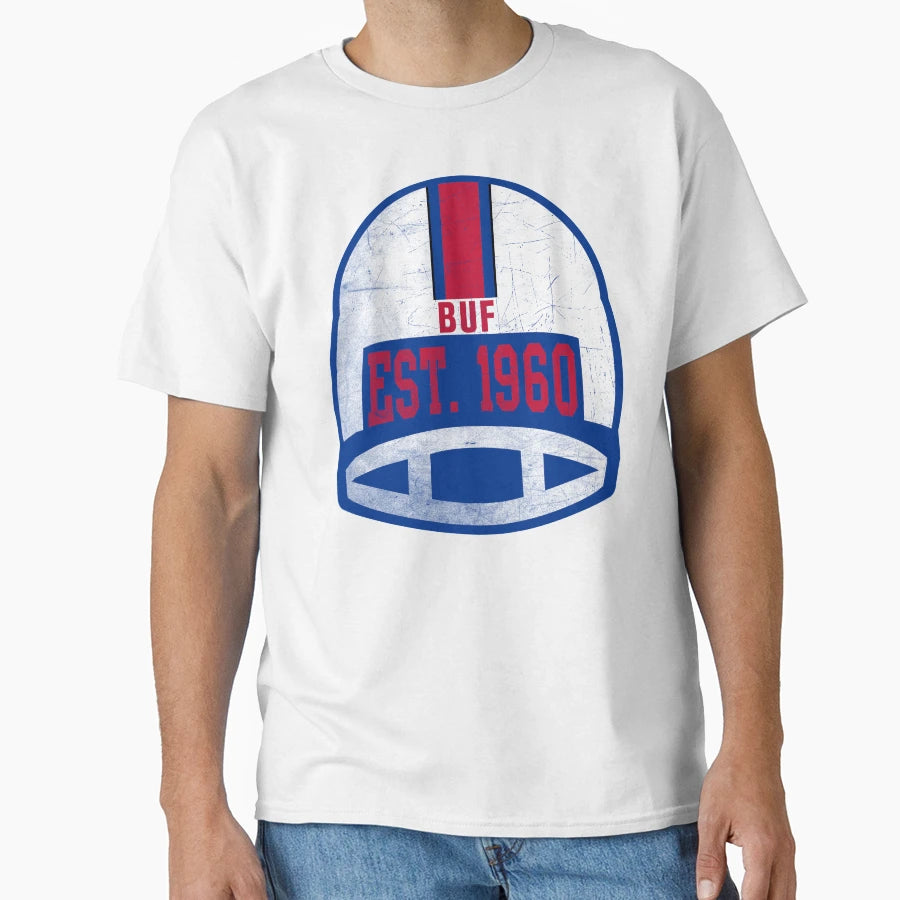 Buffalo Throwback Football Helmet T-Shirt - Aesthetic Graphic Men Women - T-Shirt, Sweatshirt, Hoodie