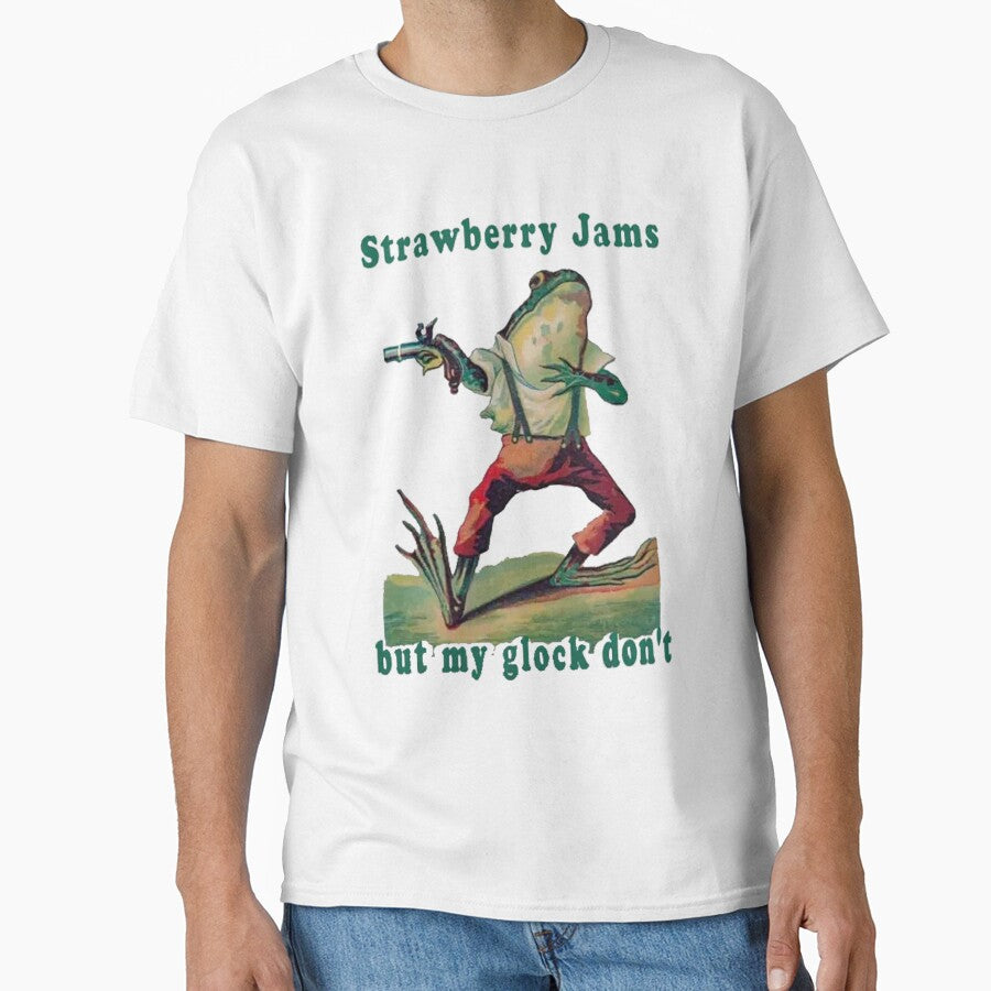 Vintage Strawberry jams but my glock don't frog by - Adult & Kids T-Shirts, Sweatshirts & Hoodies apparel design preview 1