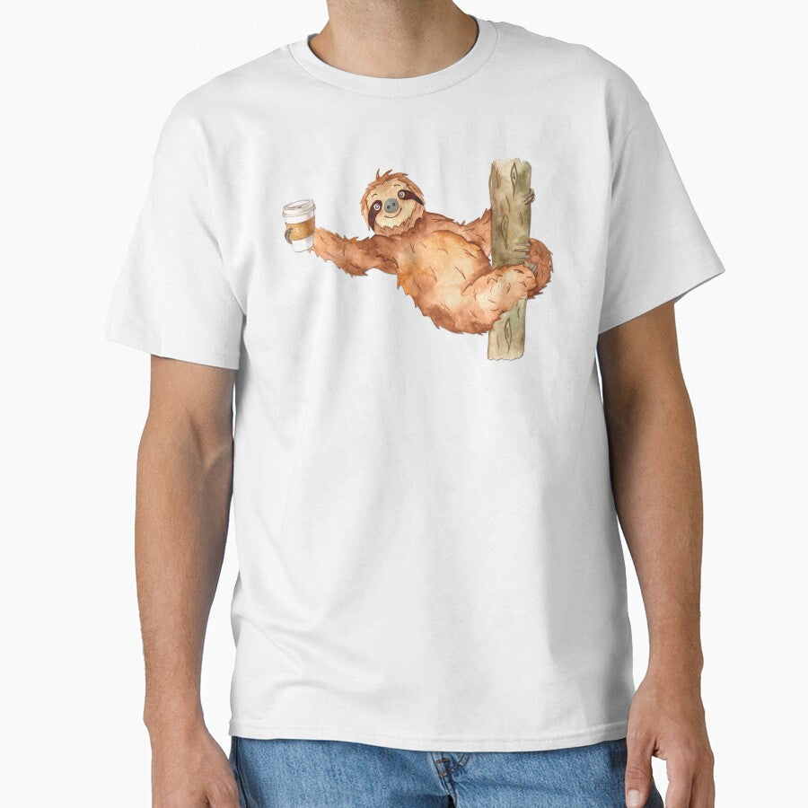 Sloth and Coffee by Pavnud - Adult & Kids T-Shirts, Sweatshirts & Hoodies apparel design preview 1