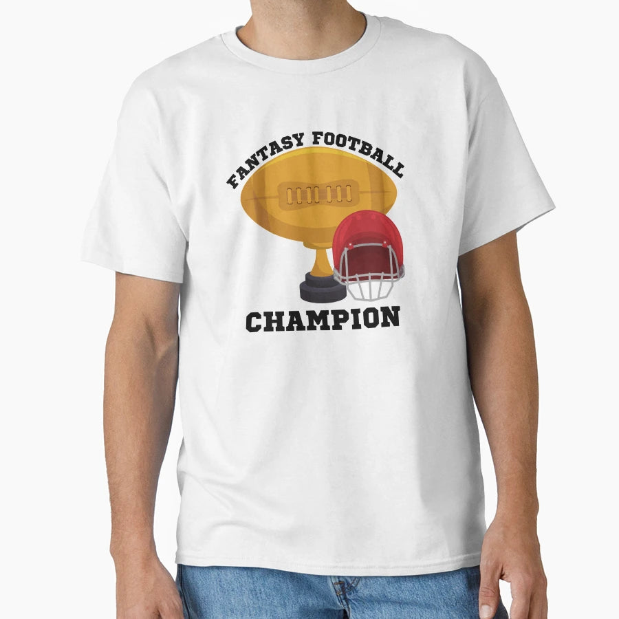 Fantasy Football Champion Black Text T-Shirt - Graphic Print Men Women - T-Shirt, Sweatshirt, Hoodie