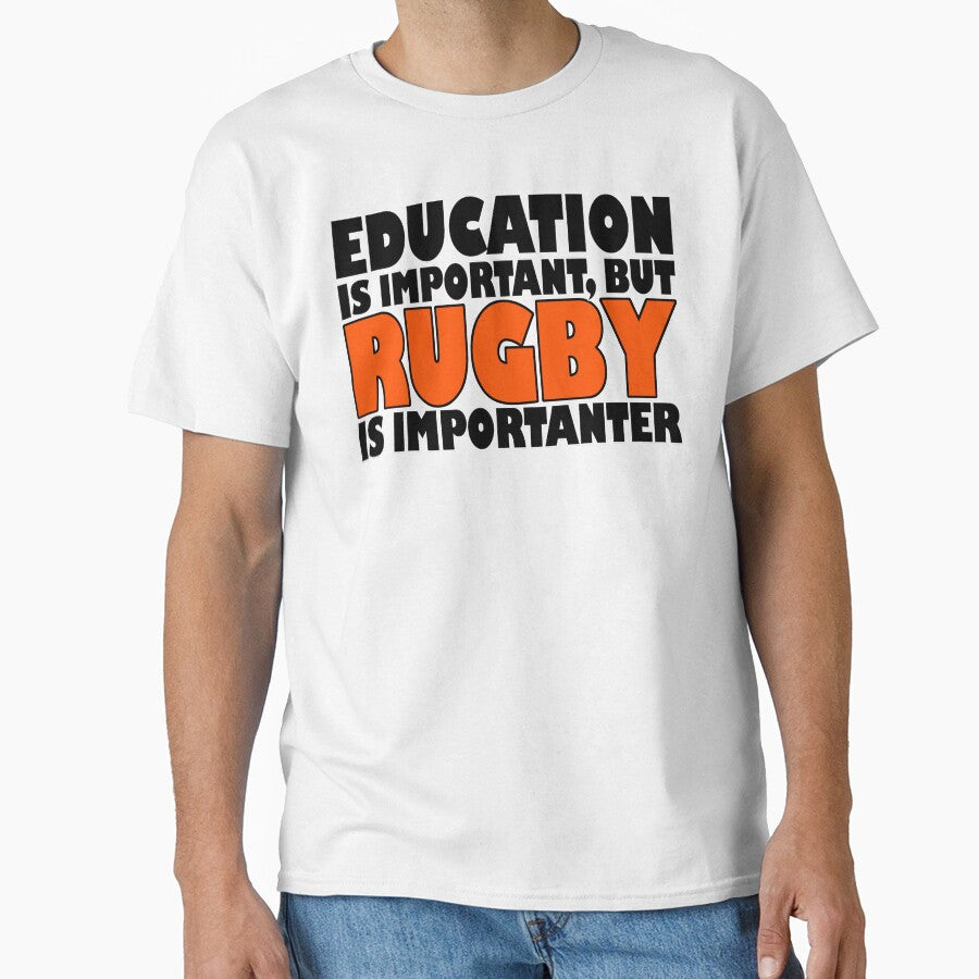 Education Is Important But Rugby Importanter by - Adult & Kids T-Shirts, Sweatshirts & Hoodies apparel design preview 1