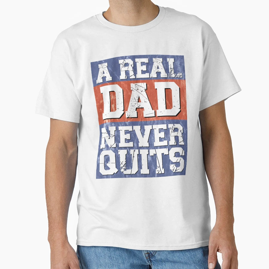Real Dad Never Quits Patriotic T-Shirt - Custom Art Print for Adults - T-Shirt, Sweatshirt, Hoodie