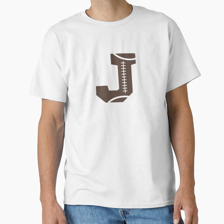 Personalized Football Initial J T-Shirt - Minimalist Print Unisex - T-Shirt, Sweatshirt, Hoodie