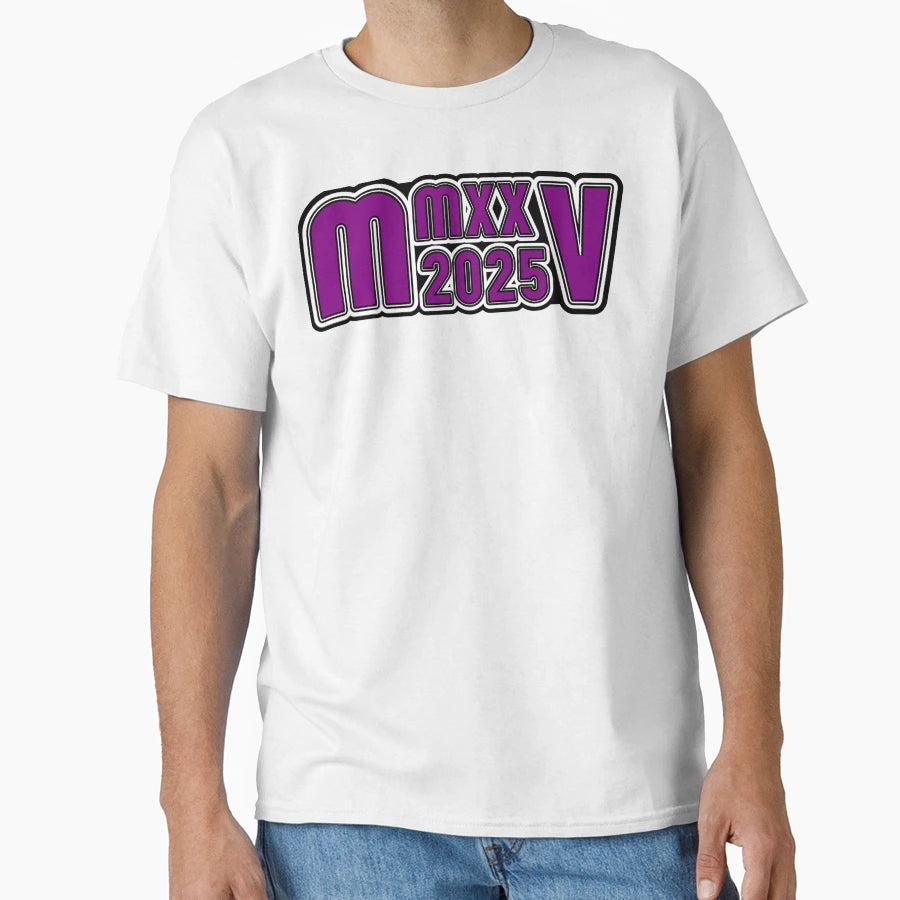 2025 Mmxxv Roman Numerals Purple T-Shirt - Custom Art Print for Adults - T-Shirt, Sweatshirt, Hoodie