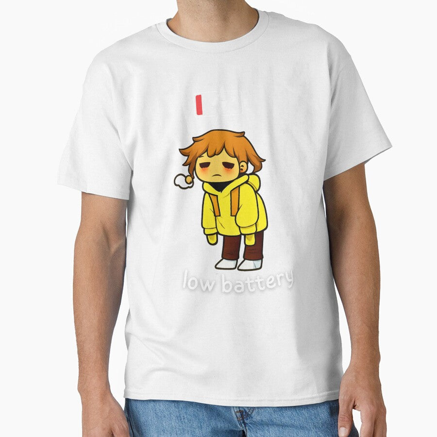 Low Battery Cute Tired Aesthetic Illustration for - Adult & Kids T-Shirts, Sweatshirts & Hoodies apparel design preview 1
