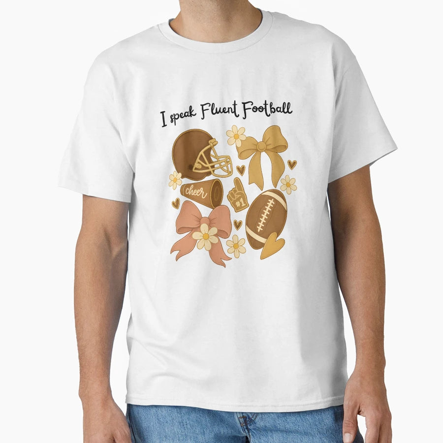 I Speak Fluent Football Coquette T-Shirt - Minimalist Print for Adults - T-Shirt, Sweatshirt, Hoodie