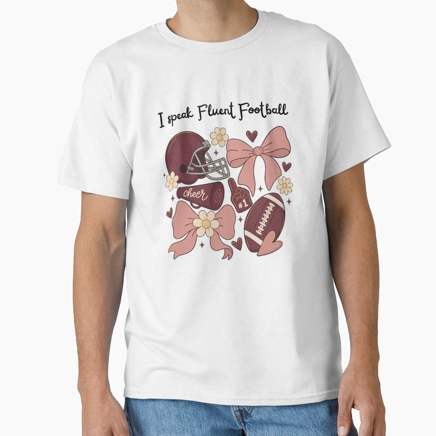 I Speak Fluent Football Coquette T-Shirt - Graphic Print Unisex - T-Shirt, Sweatshirt, Hoodie
