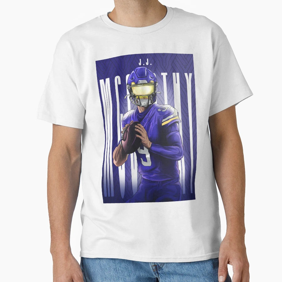 Minnesota Vikings Qb Jj Mccarthy T-Shirt - Unique Graphic Men Women - T-Shirt, Sweatshirt, Hoodie