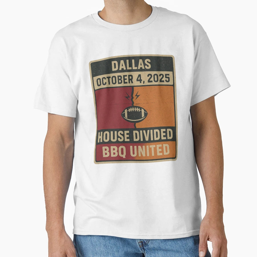 House Divided Bbq United Dallas 2025 T-Shirt - Custom Art Print for Adults - T-Shirt, Sweatshirt, Hoodie
