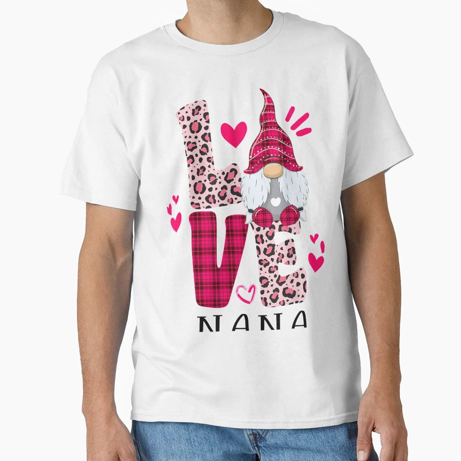 Nn Love Leopard Plaid Gnome Nana T-Shirt - Graphic Print for Adults - T-Shirt, Sweatshirt, Hoodie