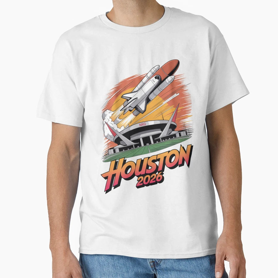 Houston 2026 Space Shuttle Football V16 T-Shirt - Graphic Print for Adults - T-Shirt, Sweatshirt, Hoodie