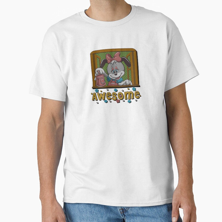 Awesome cartoon cute puppy beautiful dog with flowers - Adult & Kids T-Shirts, Sweatshirts & Hoodies apparel design preview 1