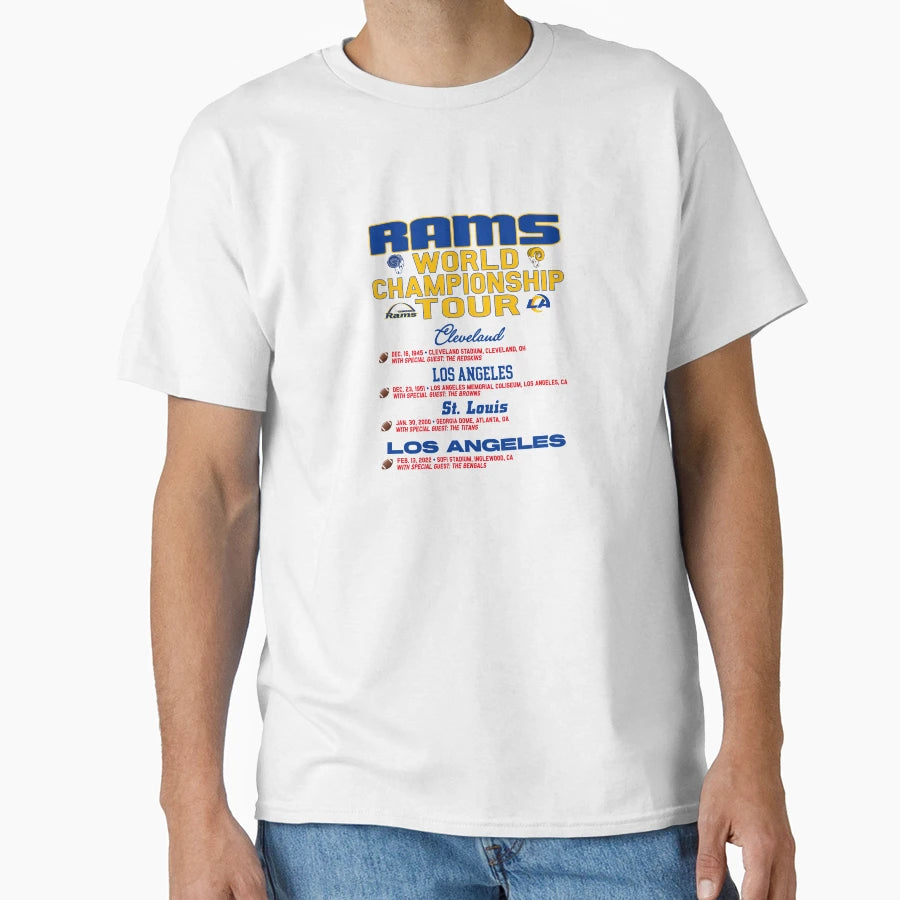 Rams World Champs Tour T-Shirt - Unique Graphic for Adults - T-Shirt, Sweatshirt, Hoodie