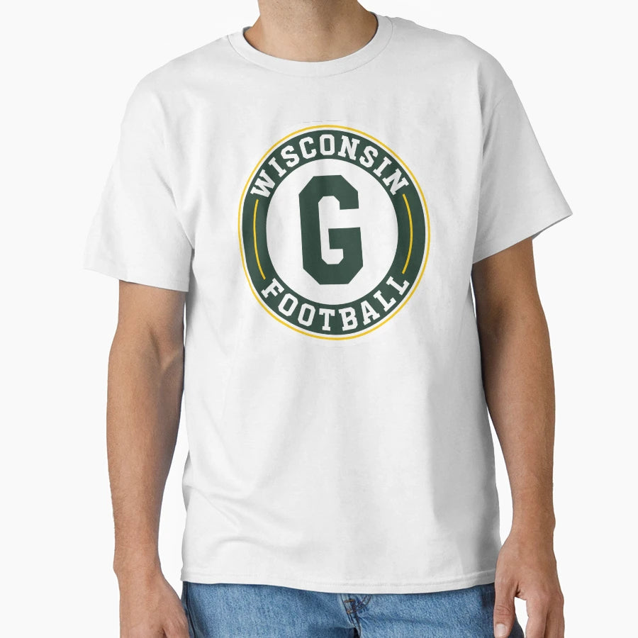 Wisconsin Football Round Badge T-Shirt - Trendy Graphic Unisex - T-Shirt, Sweatshirt, Hoodie