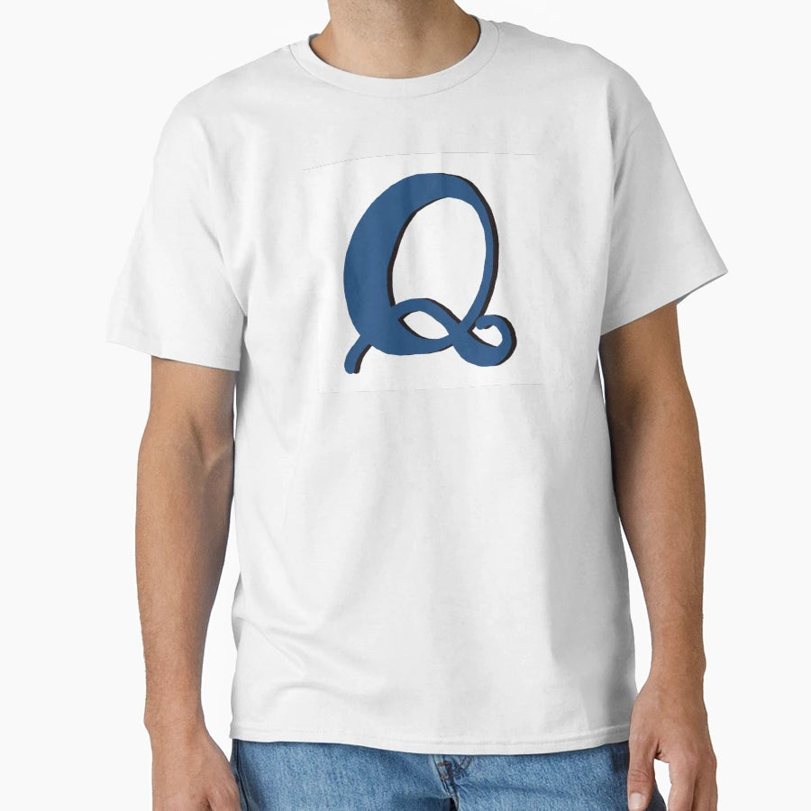 Letter Q Blue Initial Monogram T-Shirt - Streetwear Style Men Women - T-Shirt, Sweatshirt, Hoodie