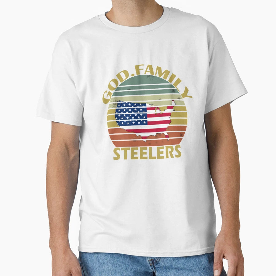 God Family Steelers Pro Us Flag Fathers T-Shirt - Unique Graphic Unisex - T-Shirt, Sweatshirt, Hoodie