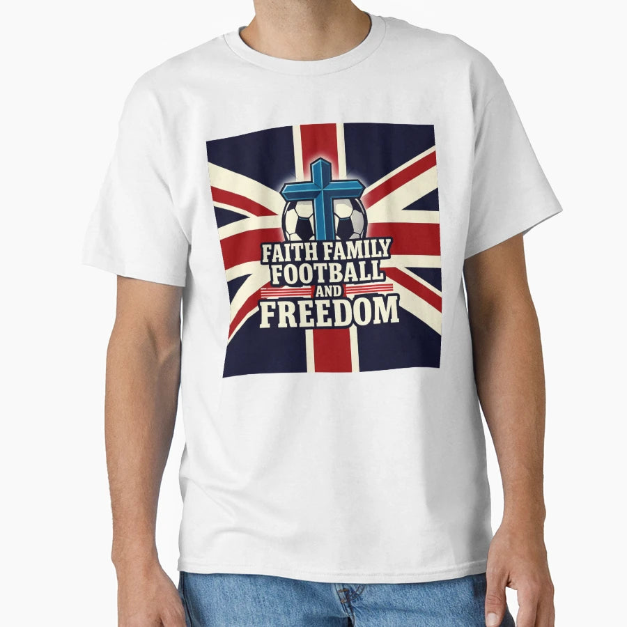Faith Family Football Freedom T-Shirt - Minimalist Print for Adults - T-Shirt, Sweatshirt, Hoodie