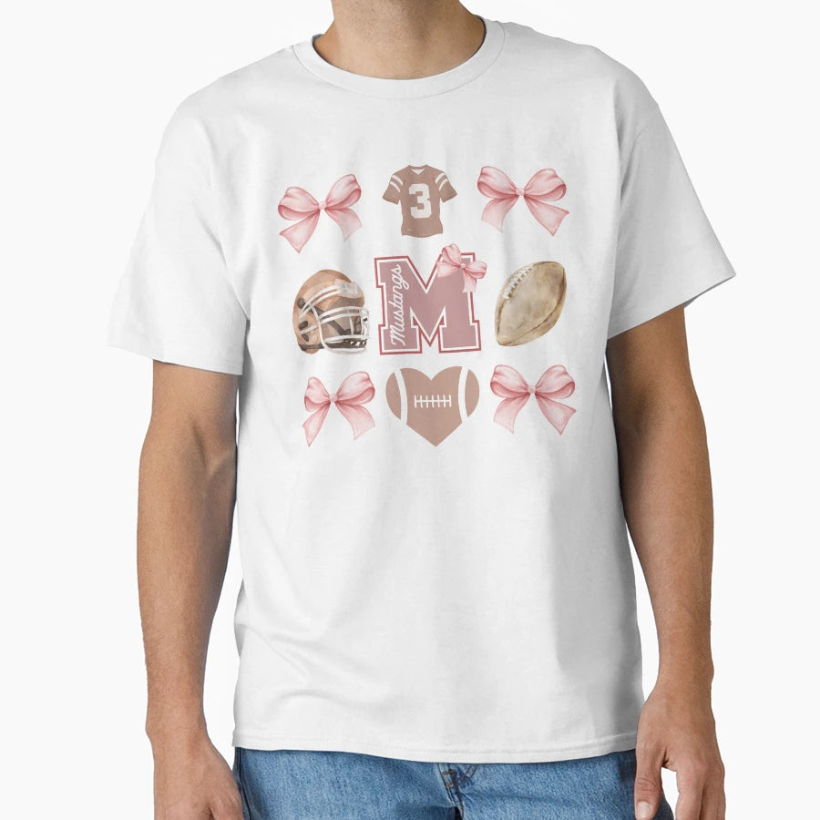 Mustang Football Cutesy T-Shirt - Fun Novelty Design Men Women - T-Shirt, Sweatshirt, Hoodie