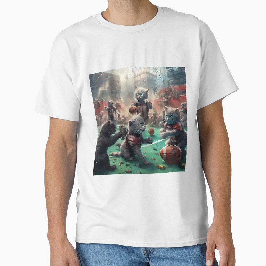 Blue Cats Football Pitch T-Shirt - Trendy Graphic for Adults - T-Shirt, Sweatshirt, Hoodie