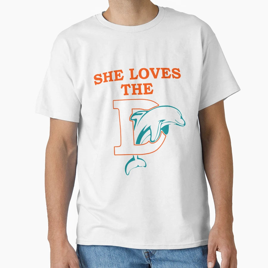Funny She Loves Miami D Pro Football T-Shirt - Trendy Graphic for Adults - T-Shirt, Sweatshirt, Hoodie