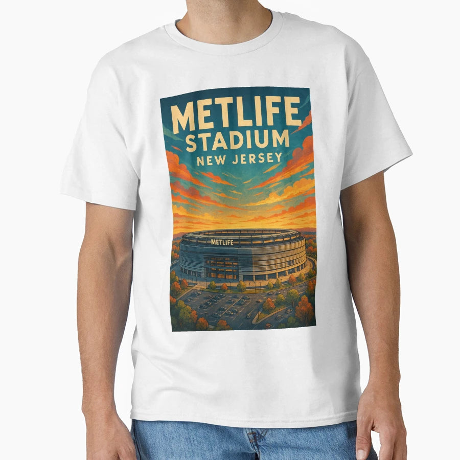 Metlife Stadium From Parking View T-Shirt - Minimalist Print Men Women - T-Shirt, Sweatshirt, Hoodie