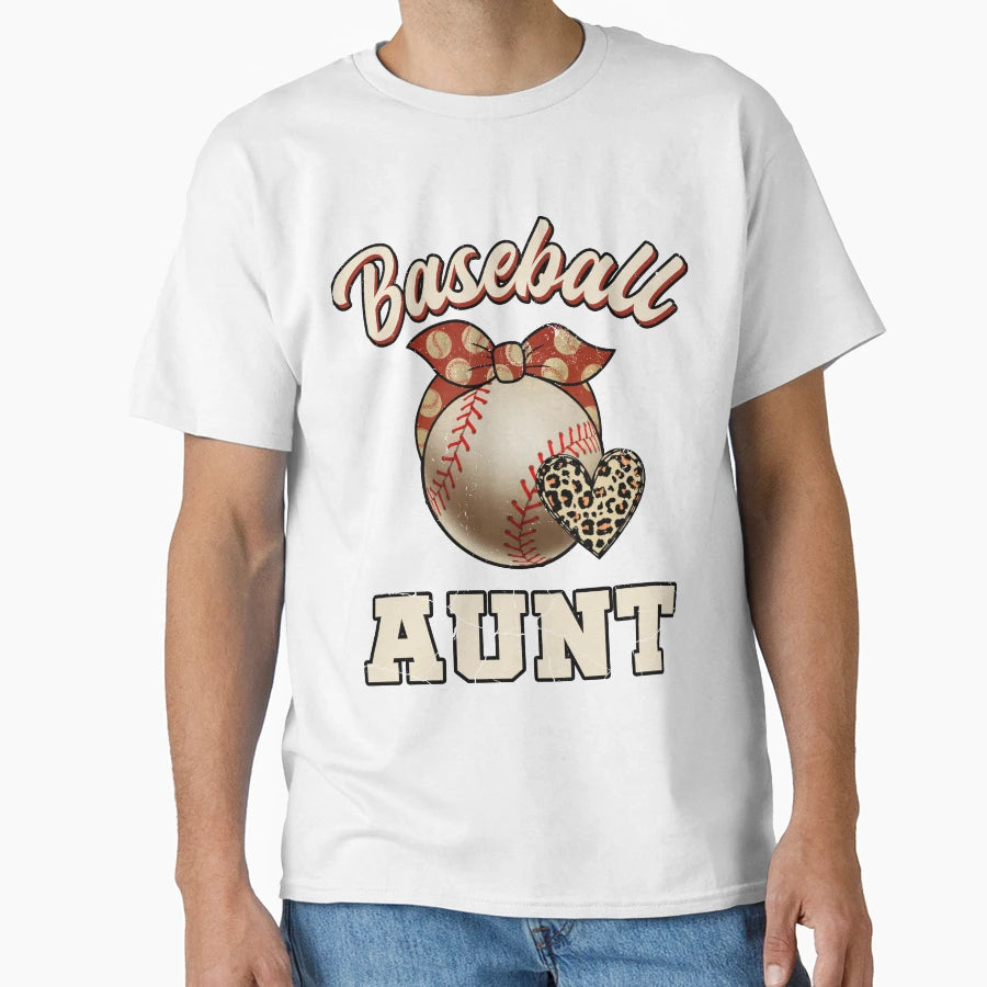 Baseball Aunt Leopard Baseball Player T-Shirt - Aesthetic Graphic Unisex - T-Shirt, Sweatshirt, Hoodie