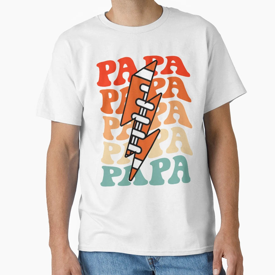Football Dad Papa Groovy Lightning T-Shirt - Aesthetic Graphic Men Women - T-Shirt, Sweatshirt, Hoodie