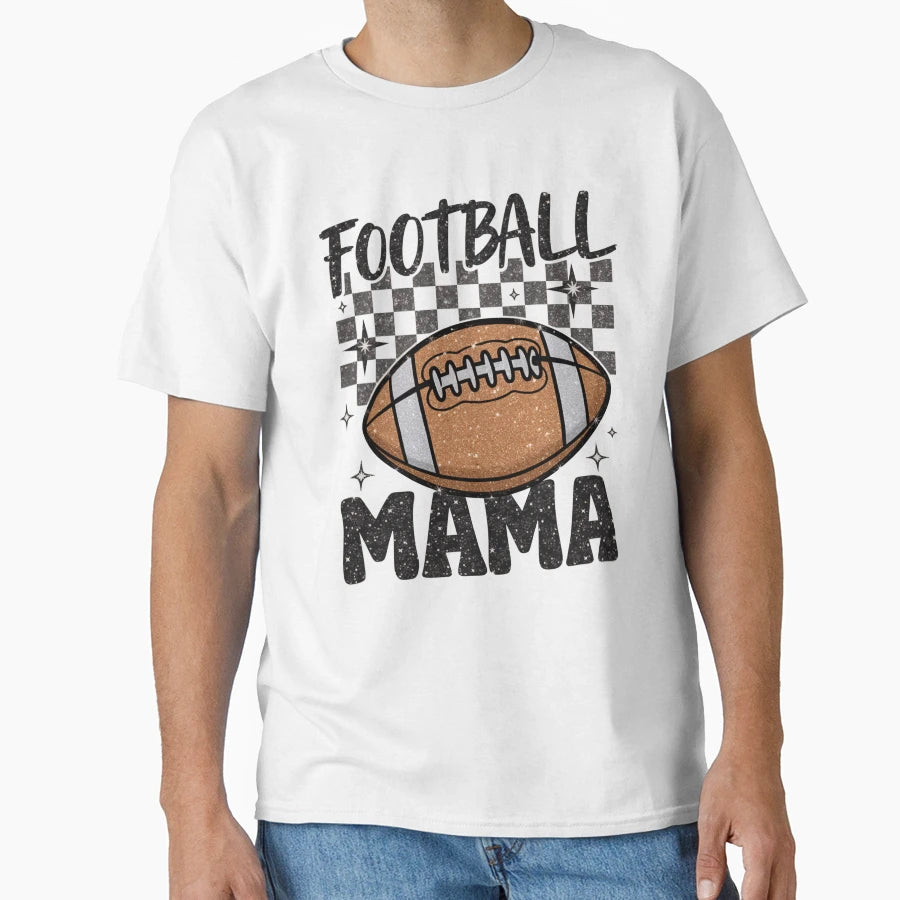 Football Mama Glitter T-Shirt - Graphic Print for Adults - T-Shirt, Sweatshirt, Hoodie