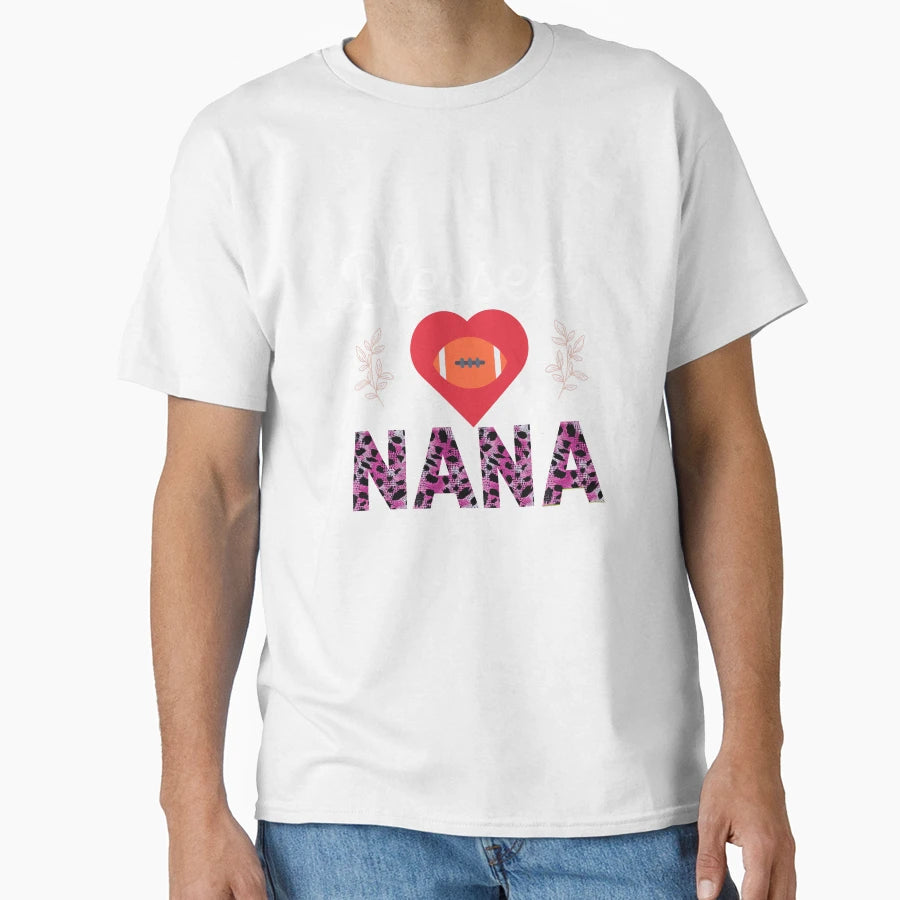 Blessed Nana Football Heart Animal T-Shirt - Minimalist Print for Adults - T-Shirt, Sweatshirt, Hoodie