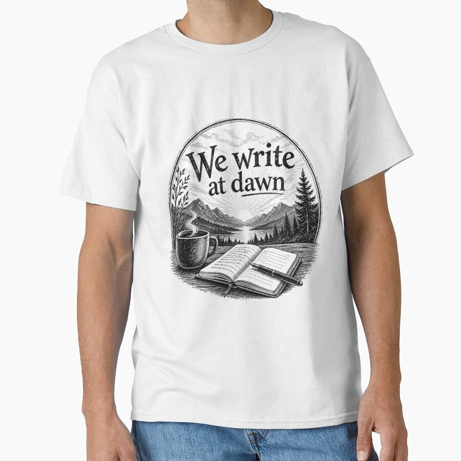 We Write at Dawn Hills BW by WaywardWillowCo - Adult & Kids T-Shirts, Sweatshirts & Hoodies apparel design preview 1