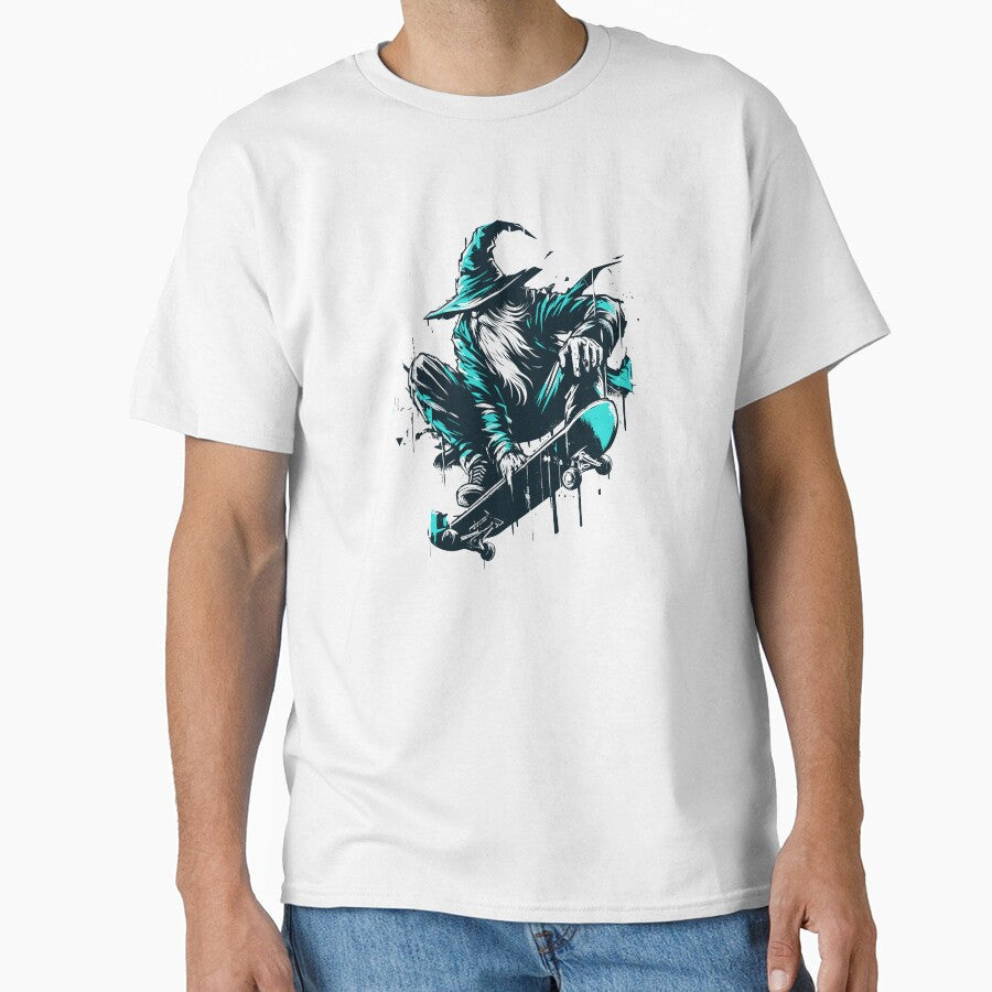 Cool blue skate wizard by TomFrontierArt - Adult & Kids T-Shirts, Sweatshirts & Hoodies apparel design preview 1