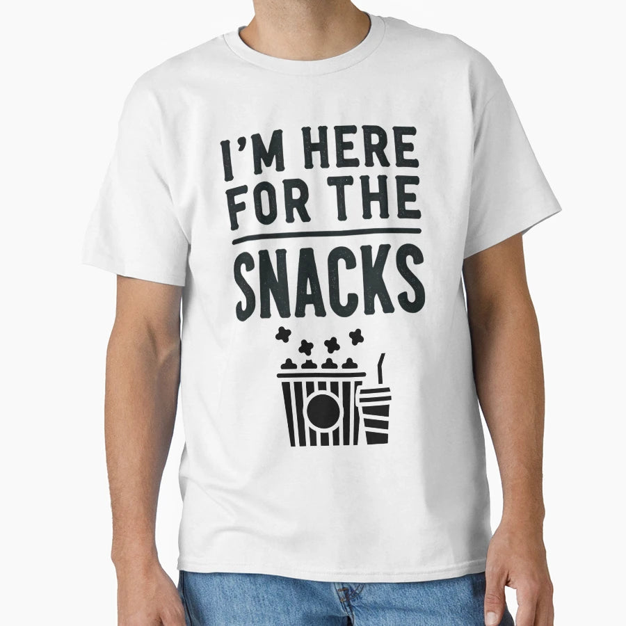 Im Here Snacks Funny Minimalist Text T-Shirt - Fun Novelty Design Men Women - T-Shirt, Sweatshirt, Hoodie